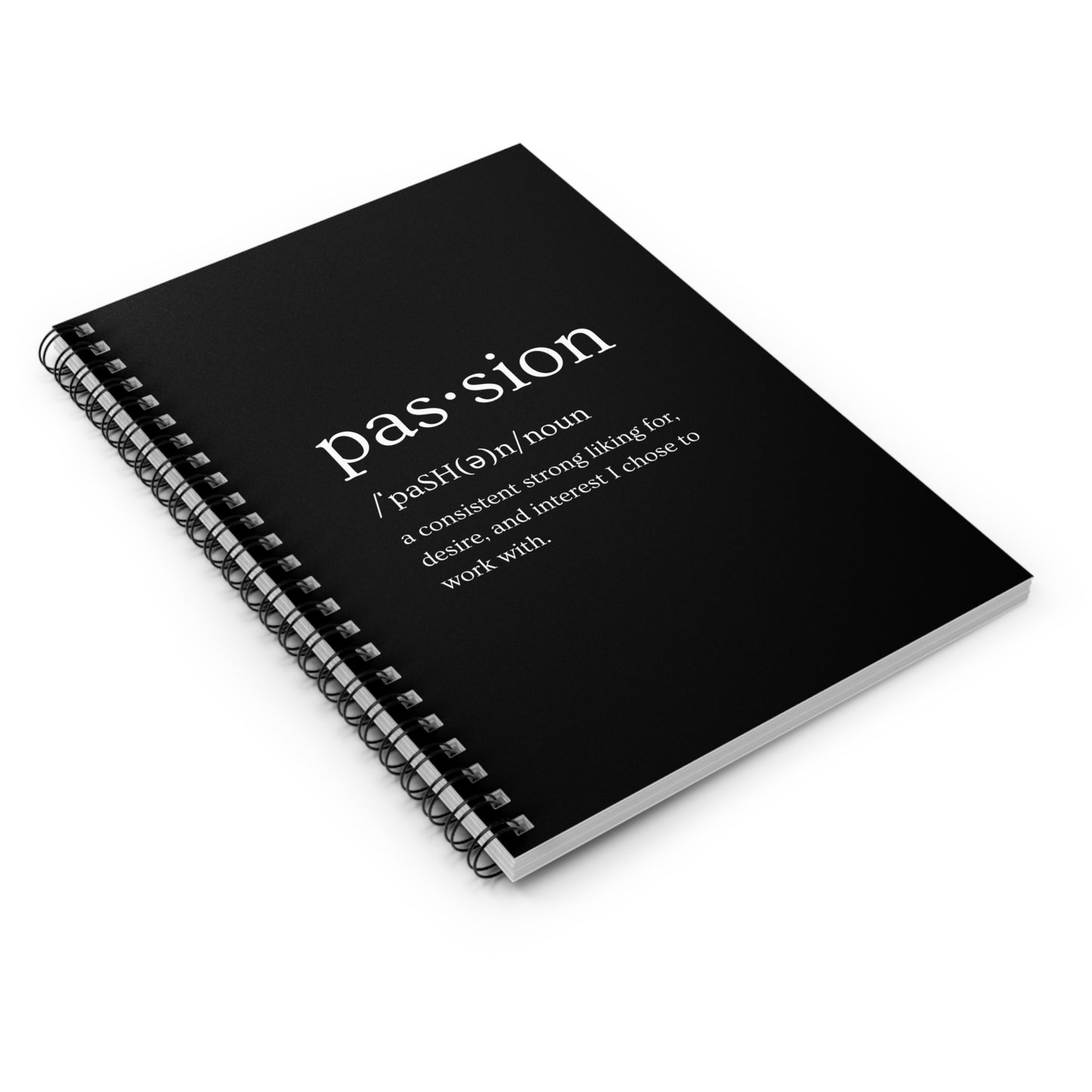 Black Spiral Notebook (Passion Design) - Ruled Line