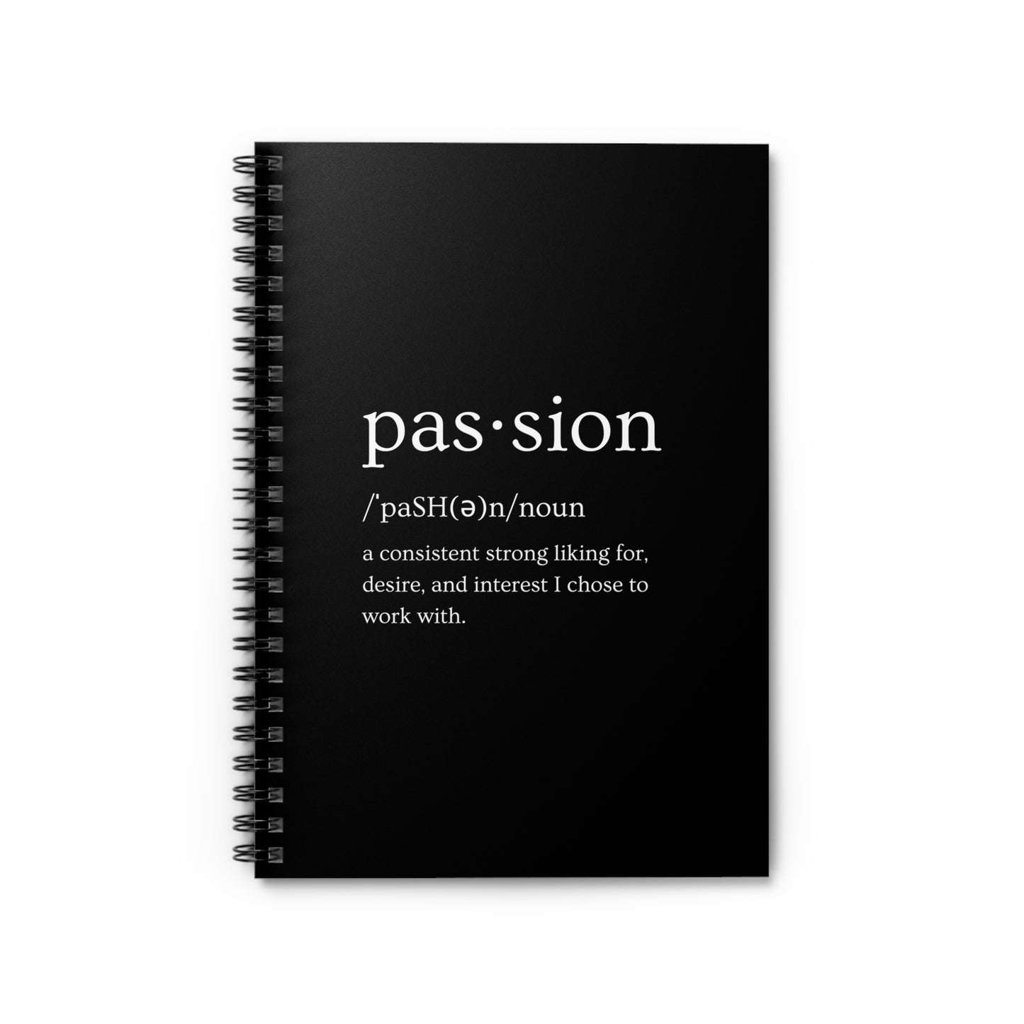 Black Spiral Notebook (Passion Design) - Ruled Line